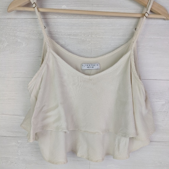 Flynn Skye Cream Flowy Two Layer Cropped Top - Picture 2 of 7
